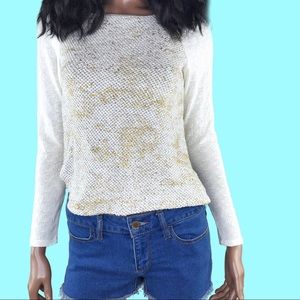 AKEMI + KIN Gold Metallic Sweater